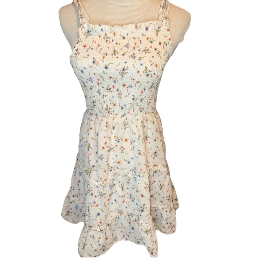 Wild Fable Floral Dress S White Blue Sundress